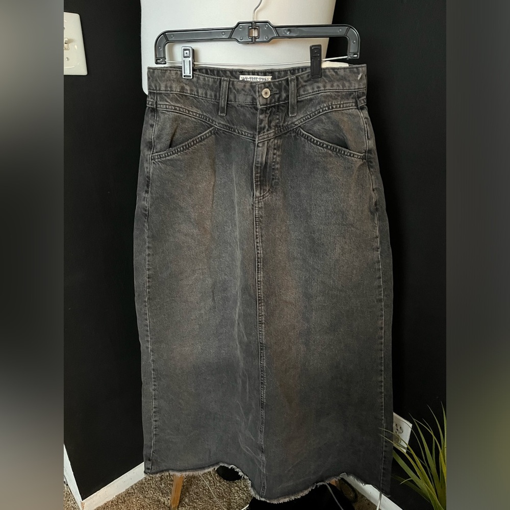 NWT FREE PEOPLE WE THE FREE Come As You Are Denim Maxi Skirt | Washed Black $98 - Picture 5 of 9